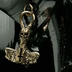 Thors Hammer Schmuck Bronze Wikinger Anhänger mit Kreuz