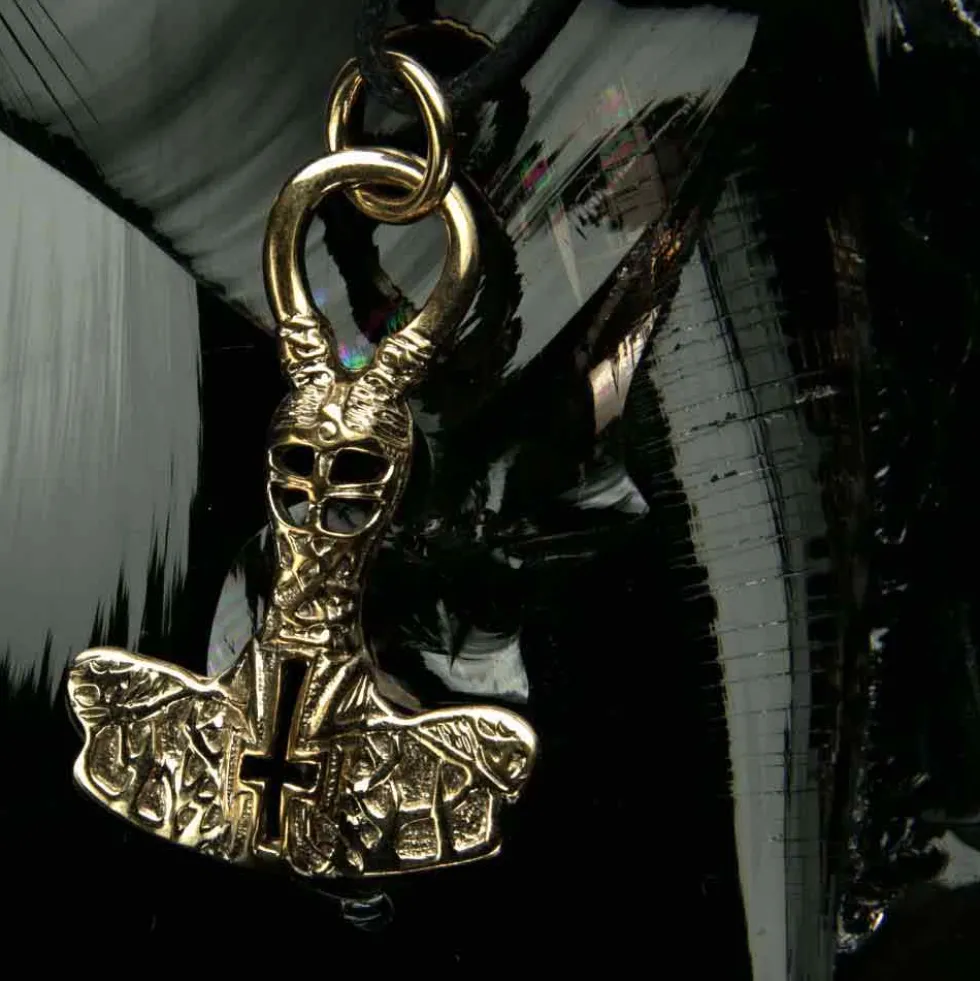 Thors Hammer Schmuck Bronze Wikinger Anhänger mit Kreuz