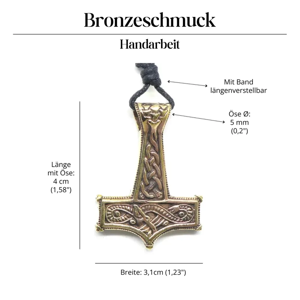 Thorshammer Schmuck detailreich massiv Bronze