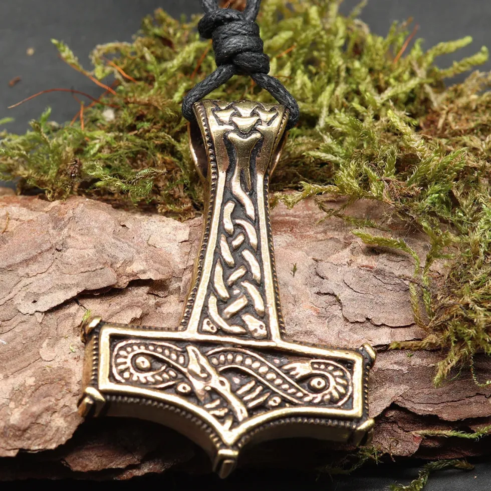Thorshammer Schmuck detailreich massiv Bronze