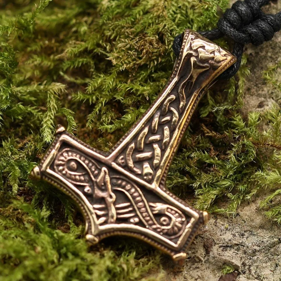 Thorshammer Schmuck detailreich massiv Bronze