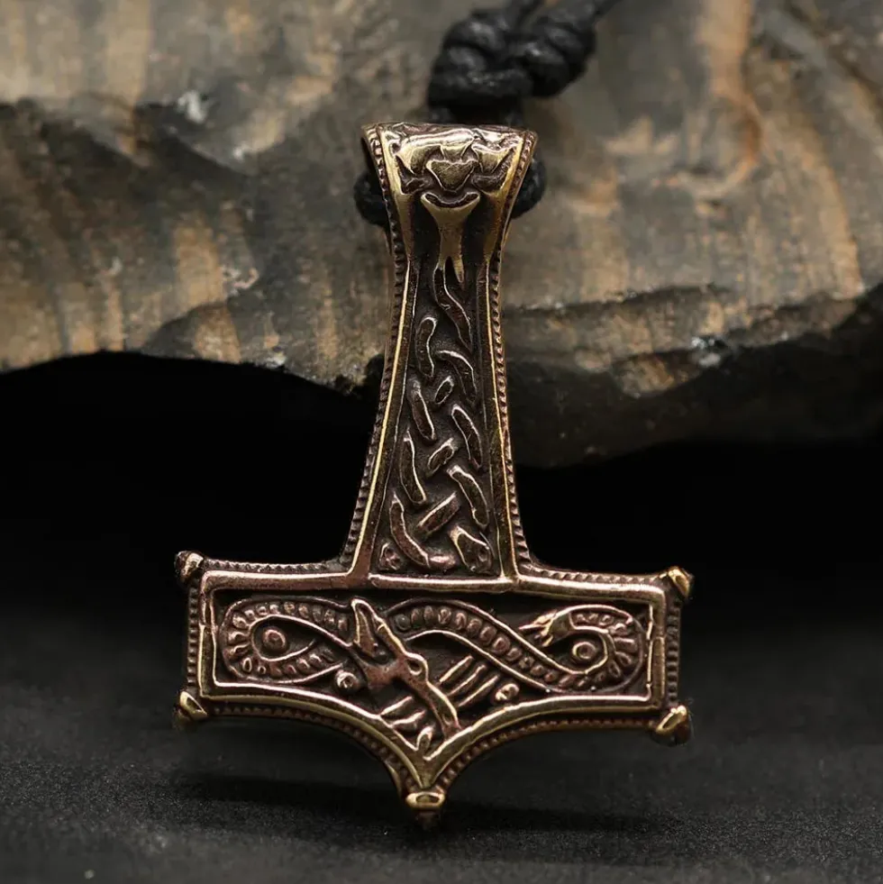 Thorshammer Schmuck detailreich massiv Bronze