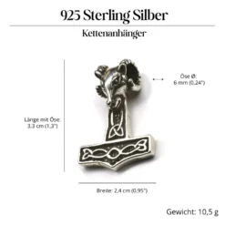 Thors Hammer Schmuck Kettenanhänger 925 Silber