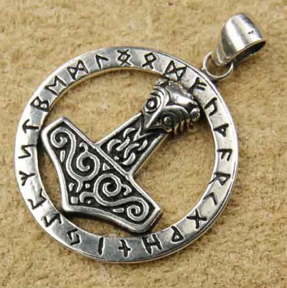 Thors Hammer Schmuck Runen 925 Silber Anhänger