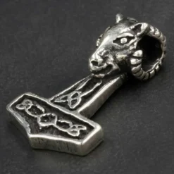 Thors Hammer Schmuck Widderkopf Silber Anhänger 925 Silber