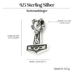 Thors Hammer Schmuck Widderkopf Silber Anhänger 925 Silber