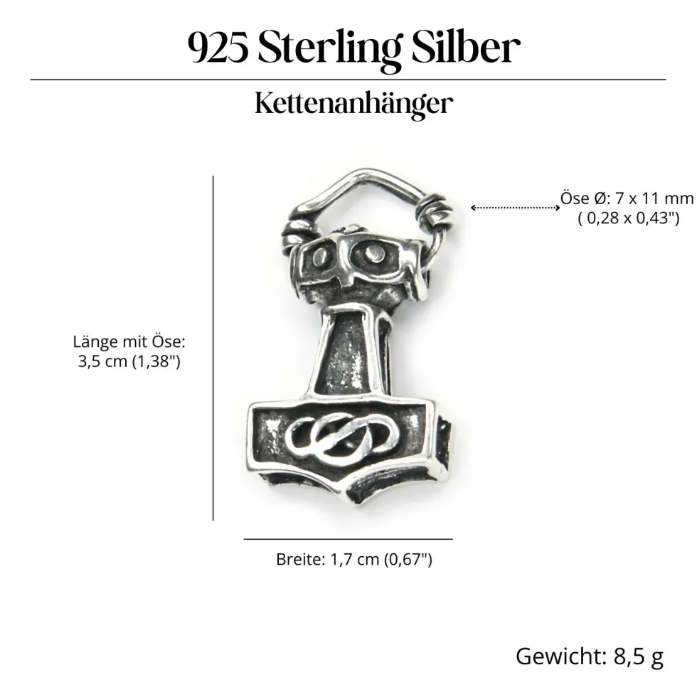 Thorshammer Silber Schmuck Kettenanhänger 925 Silber