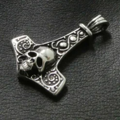 Thors Hammer Totenkopf Schmuck Anhänger aus Silber 925