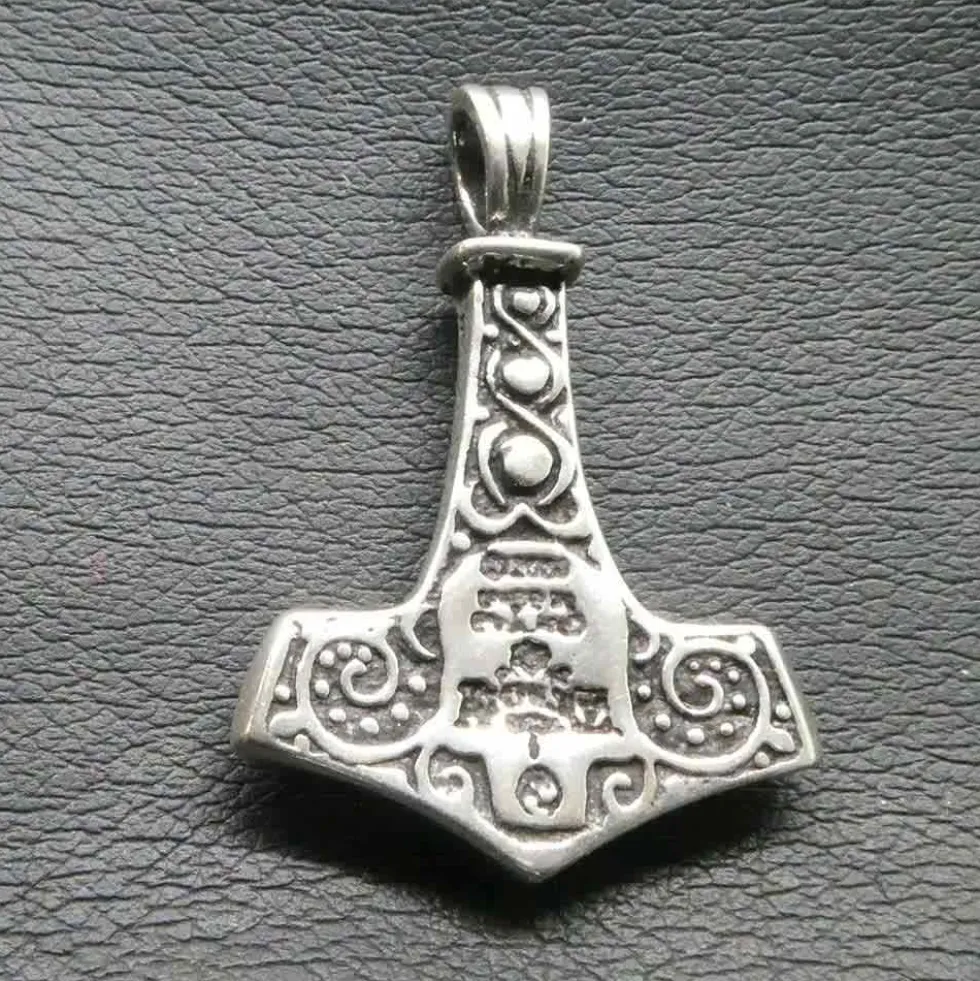 Thors Hammer Totenkopf Schmuck Anhänger aus Silber 925