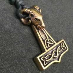 Thors Hammer Widderkopf Bronze Anhänger Schmuck