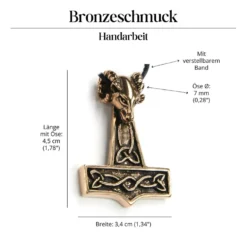 Thors Hammer Widderkopf Bronze Anhänger Schmuck