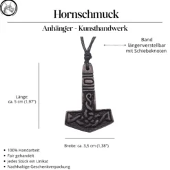 Thors Hammer Wikinger Anhänger Kette Hornschmuck Handarbeit