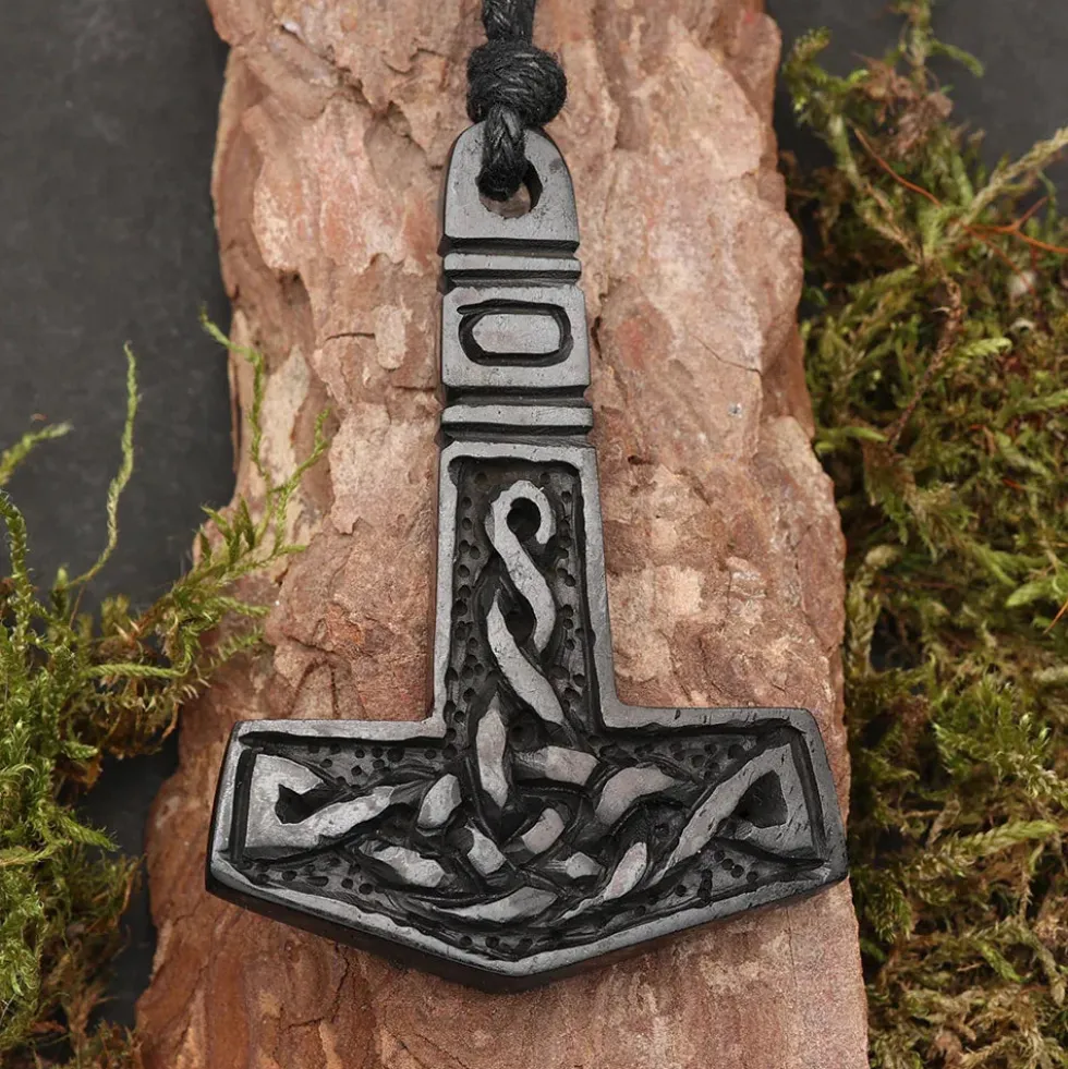 Thors Hammer Wikinger Anhänger Kette Hornschmuck Handarbeit