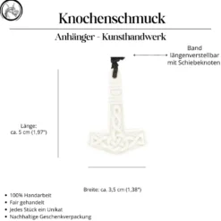 Thors Hammer Wikinger Anhänger Kette Knochen schmuck Handarbeit