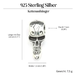 Totenkopf Anhänger Skull außergewöhnlich 925 Silber Gothic Biker Schmuck