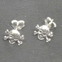 Totenkopf Crossbone Ohrstecker 925 Silber Ohrschmuck