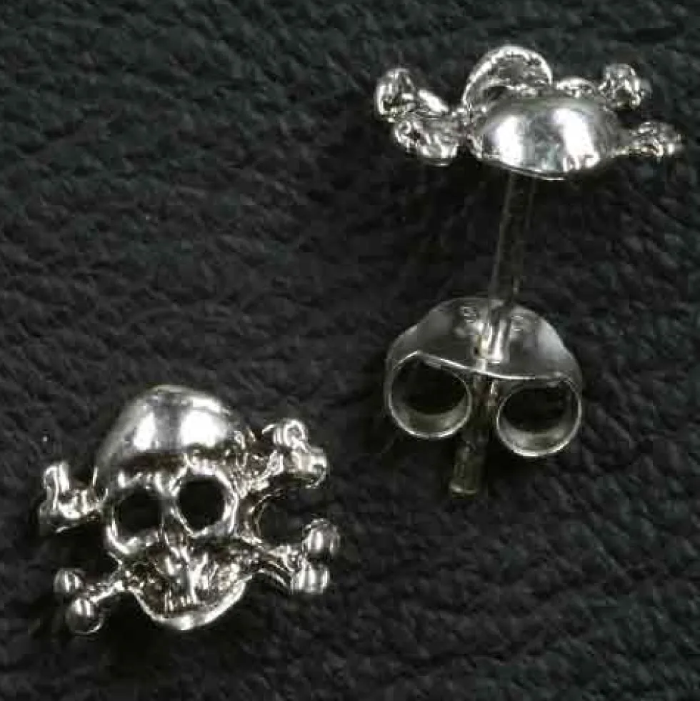 Totenkopf Crossbone Ohrstecker 925 Silber Ohrschmuck