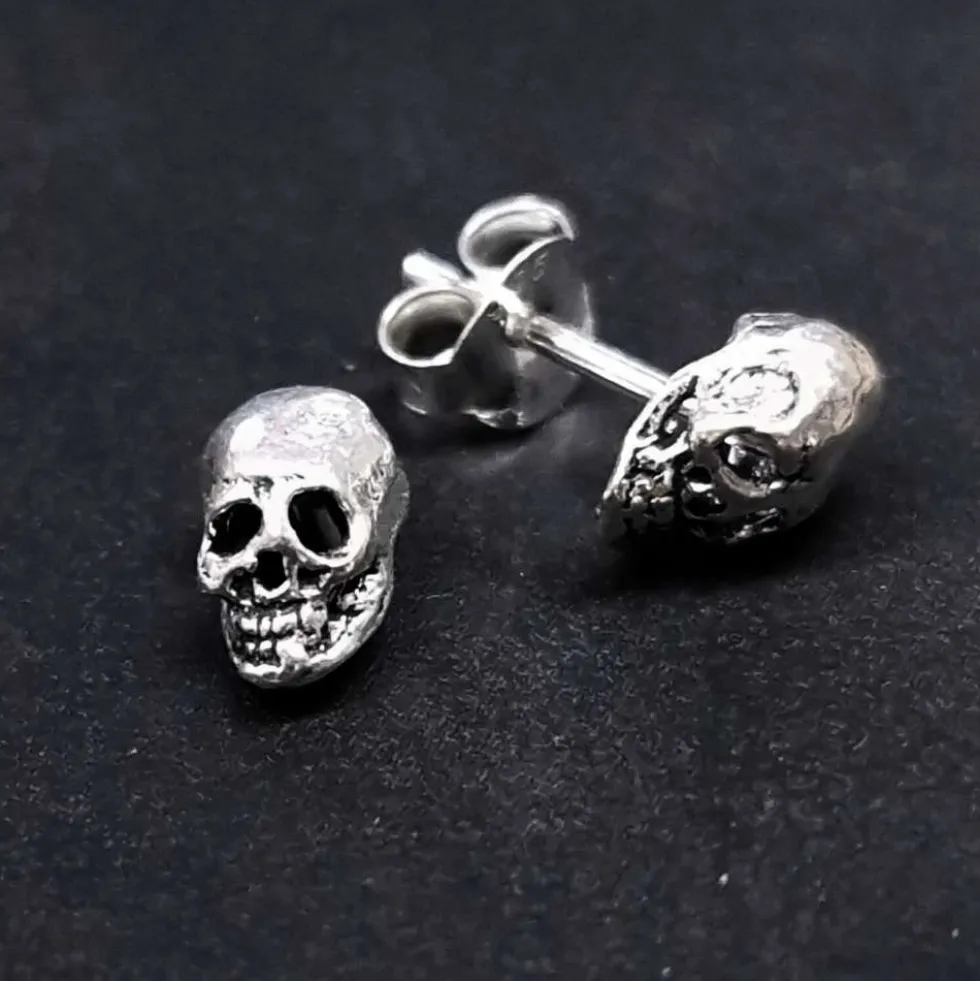 Totenkopf Ohrstecker Filigran 925 Silber Ohrschmuck