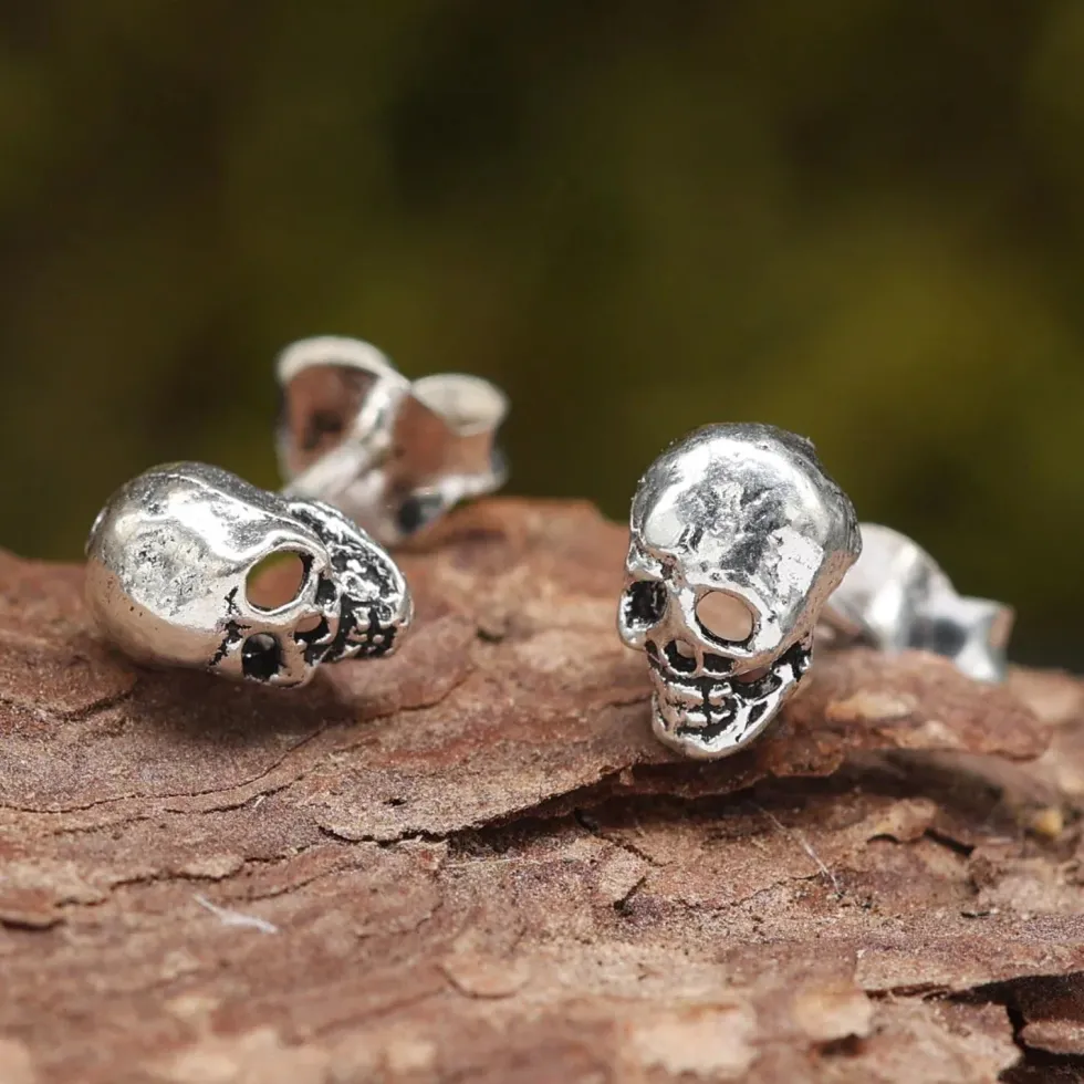 Totenkopf Ohrstecker Filigran 925 Silber Ohrschmuck