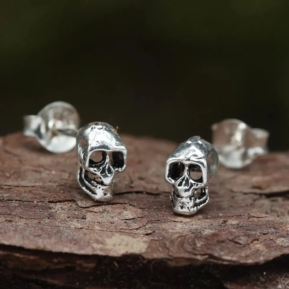 Totenkopf Ohrstecker 925 Silber Ohrschmuck Skull