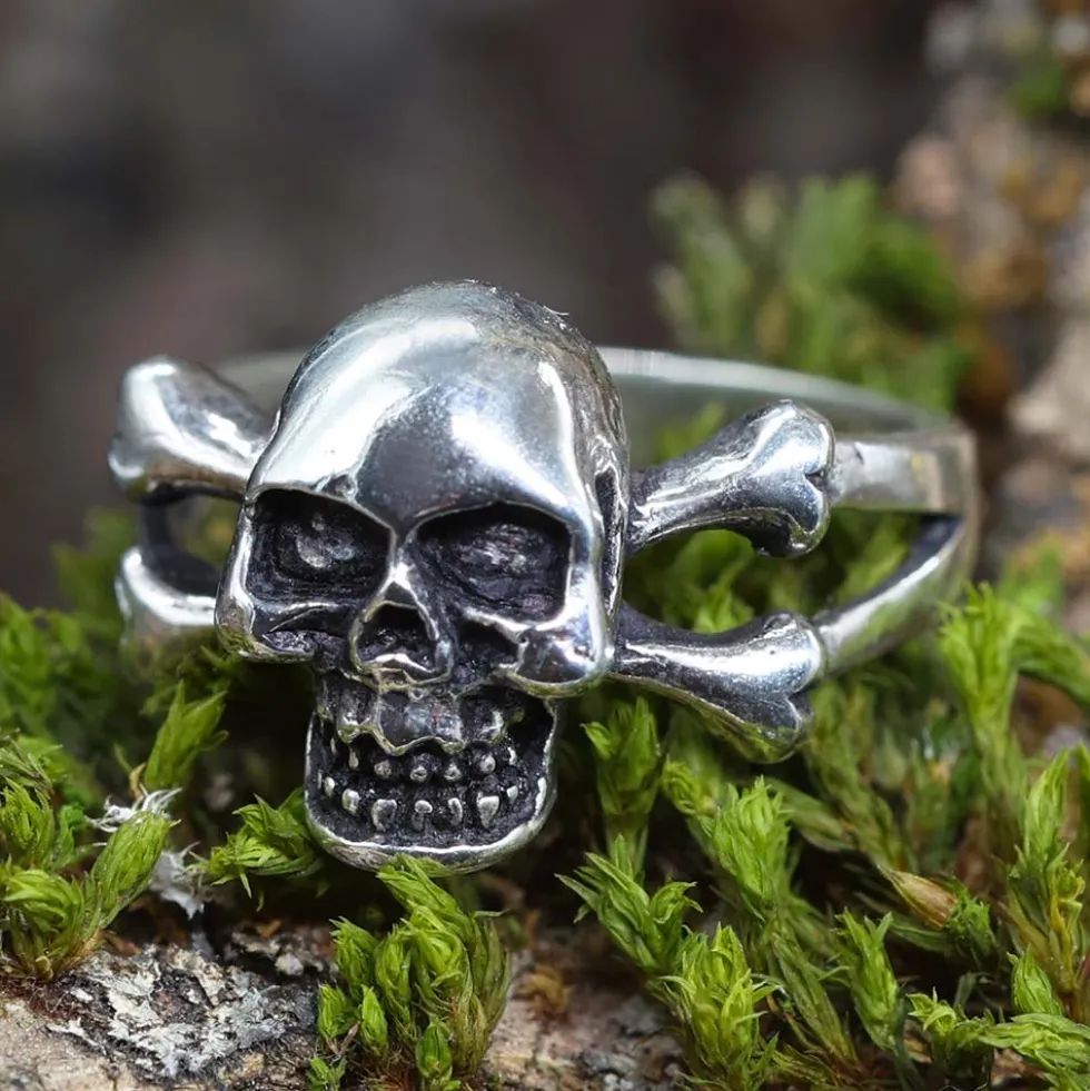 Totenkopf Ring Schmuck 925 Silber Crossbones Silbering