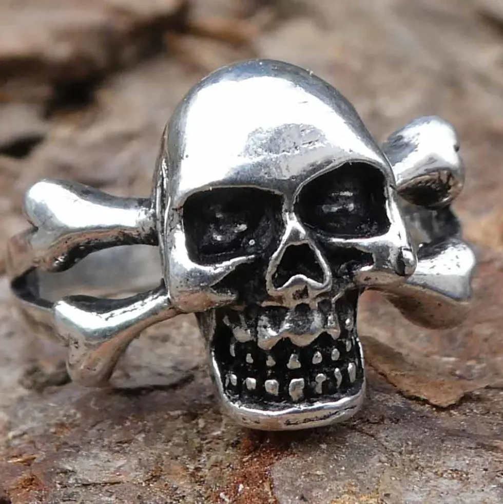 Totenkopf Ring Schmuck 925 Silber Crossbones Silbering