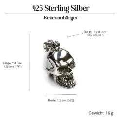 Totenkopf Schmuck Anhänger 925 Silber großer Schädel