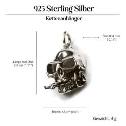 Totenkopf Schmuck Anhänger Silber 925 Skull Rose Gothik
