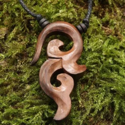 Tribal Holz Schmuck Anhänger beidseitig