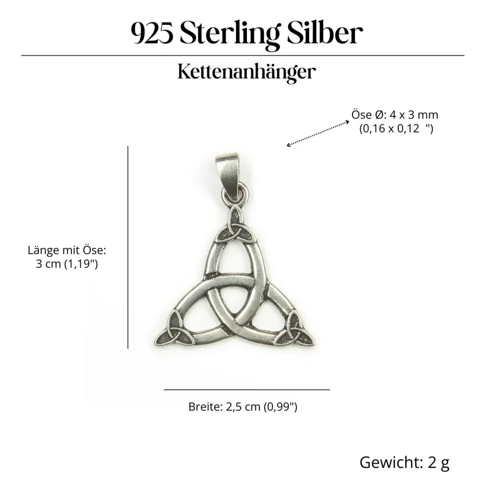 Tri keltischer Schmuck 925 Silber Anhänger
