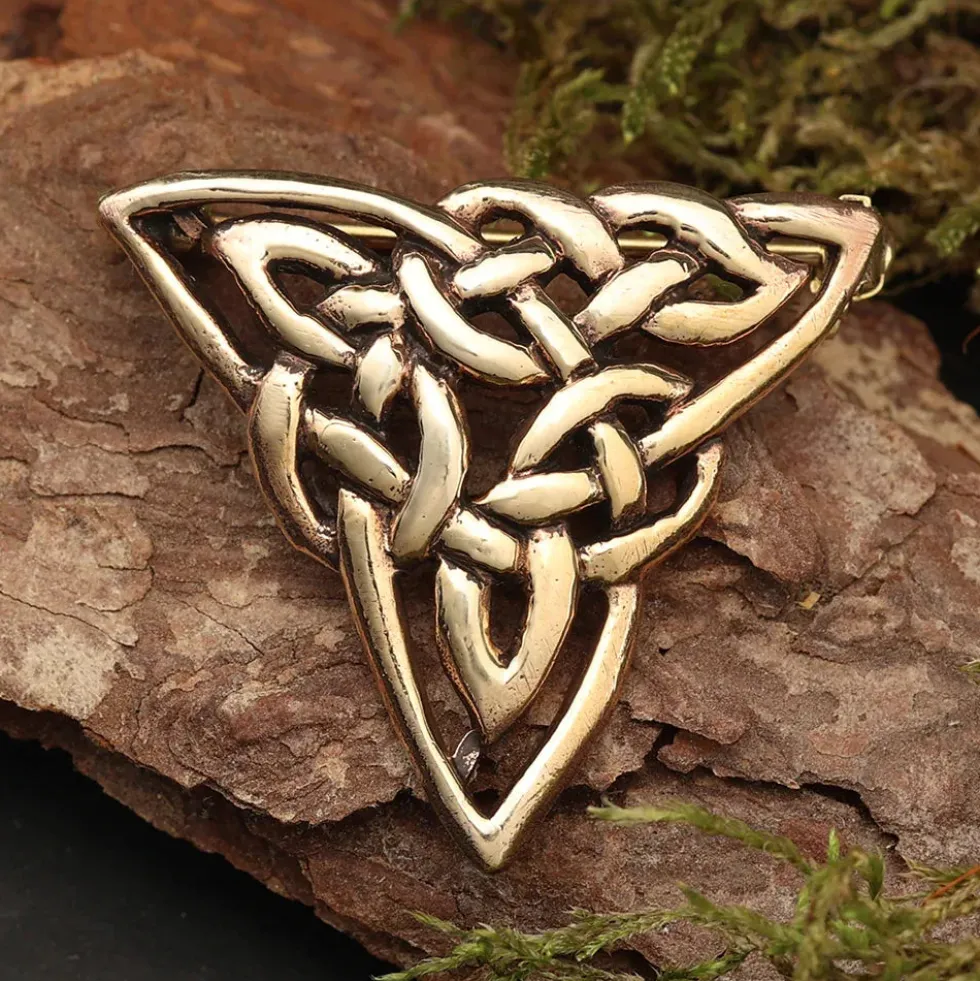 Triquetta Brosche Bronze Gewandnadel Schmuck Mittelalter