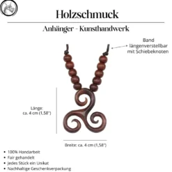 Triskele Schmuck Holz mit Kokos Perlen