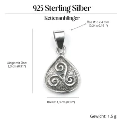 Triskele Schmuck Kettenanhänger Silberschmuck 925 Silber