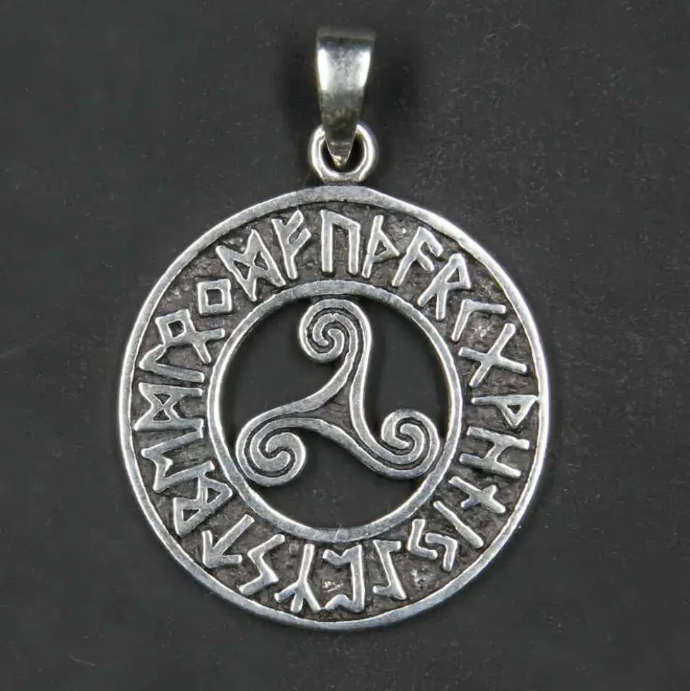 Triskel im Runen Ring 925 Silber Anhänger Triskelion