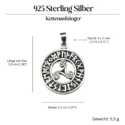 Triskel im Runen Ring 925 Silber Anhänger Triskelion