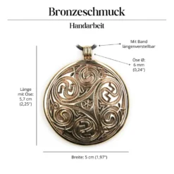 Triskelion riesig Schmuck Anhänger Bronze