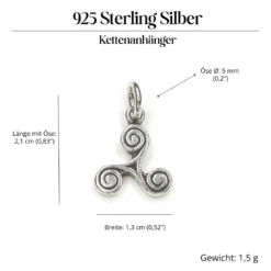 Triskelion Schmuck Triskel Silber Kettenanhänger 925 Silber