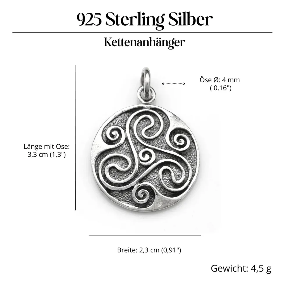 Triskelion Shild Schmuck Anhänger aus Silber Triskel Kettenanhänger 925 Silber