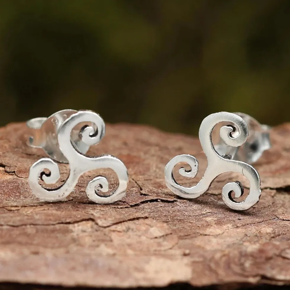 Triskel Keltische Ohrstecker 925 Silber Ohrschmuck