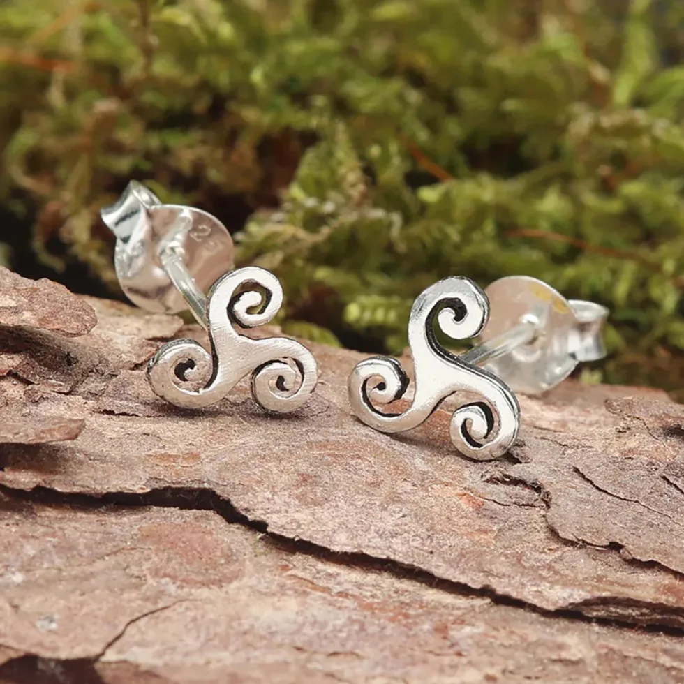 Triskel Ohrstecker 925 Silber 7 mm keltischer Ohrschmuck Triskelion Ohrring
