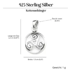Triskel zarter Kettenanhänger Keltisch Schmuck 925 Silber