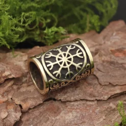 Vegvisir Bartschmuck Wikingerschmuck Messing Bartperle