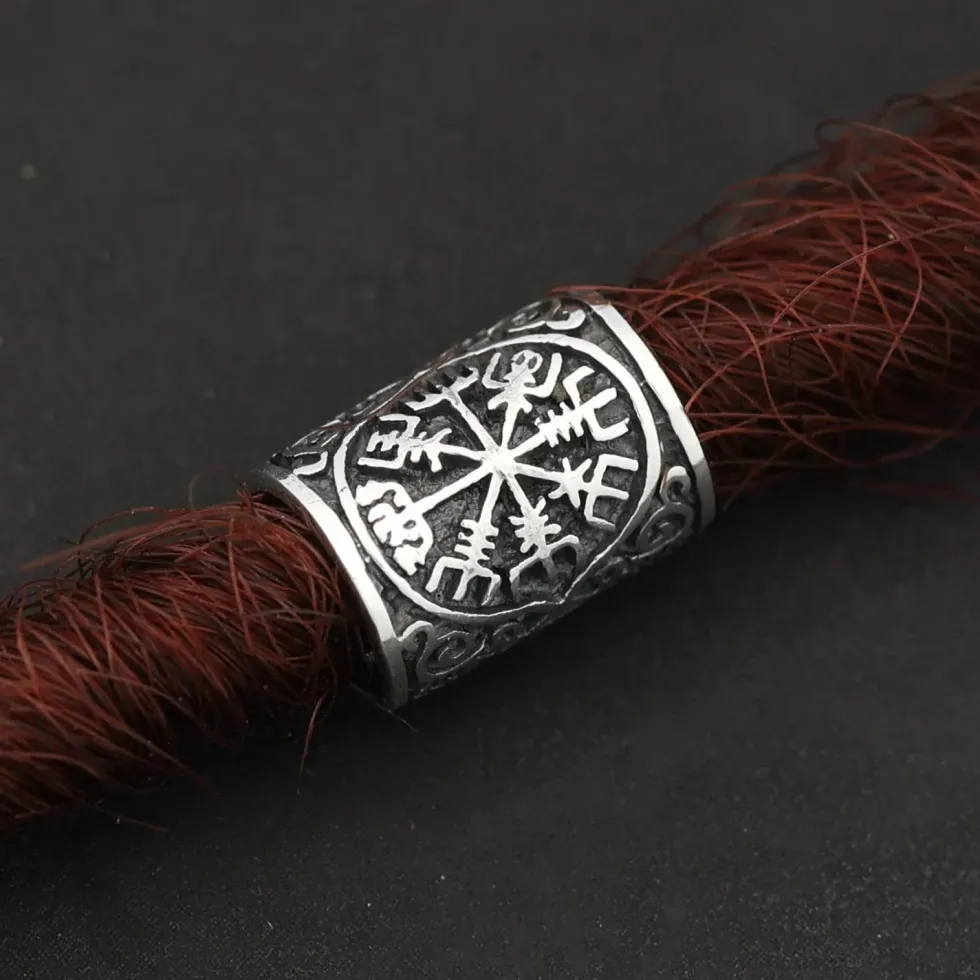 Vegvisir Bartschmuck Wikingerschmuck 925 Silber Bartperle