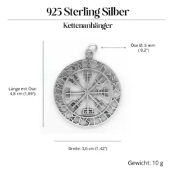 Vegvisir Runen Anhänger Wikinger Schmuck 925 Silber