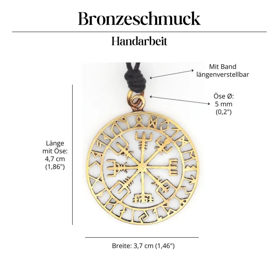 Vegvisir Schmuck Bronze Wikinger Kette Anhänger