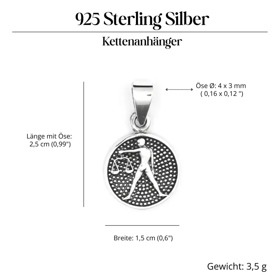 Waage Schmuck Astrologie Sternzeichen 925 Silber Anhänger Schmuck