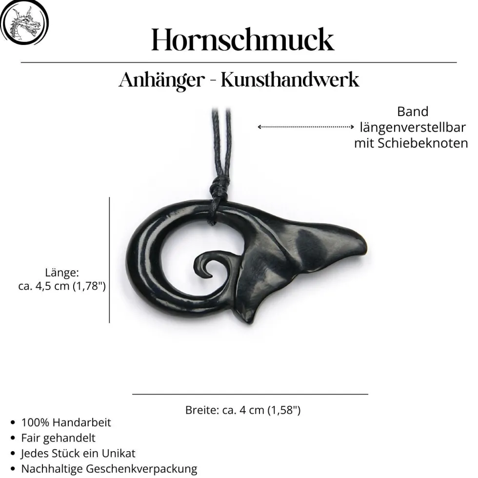Walfluke Hornschmuck Anhänger Kette