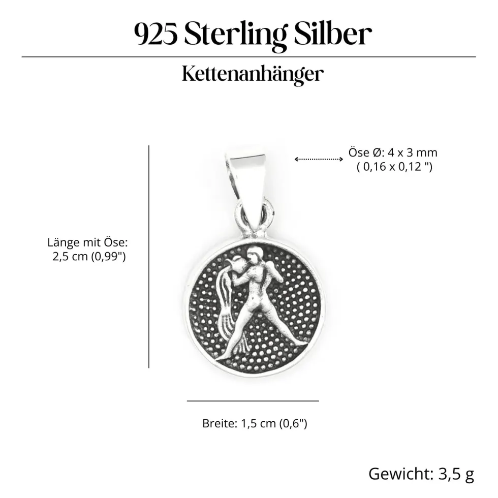 Wassermann Schmuck Astrologie Sternzeichen 925 Silber Anhänger Schmuck