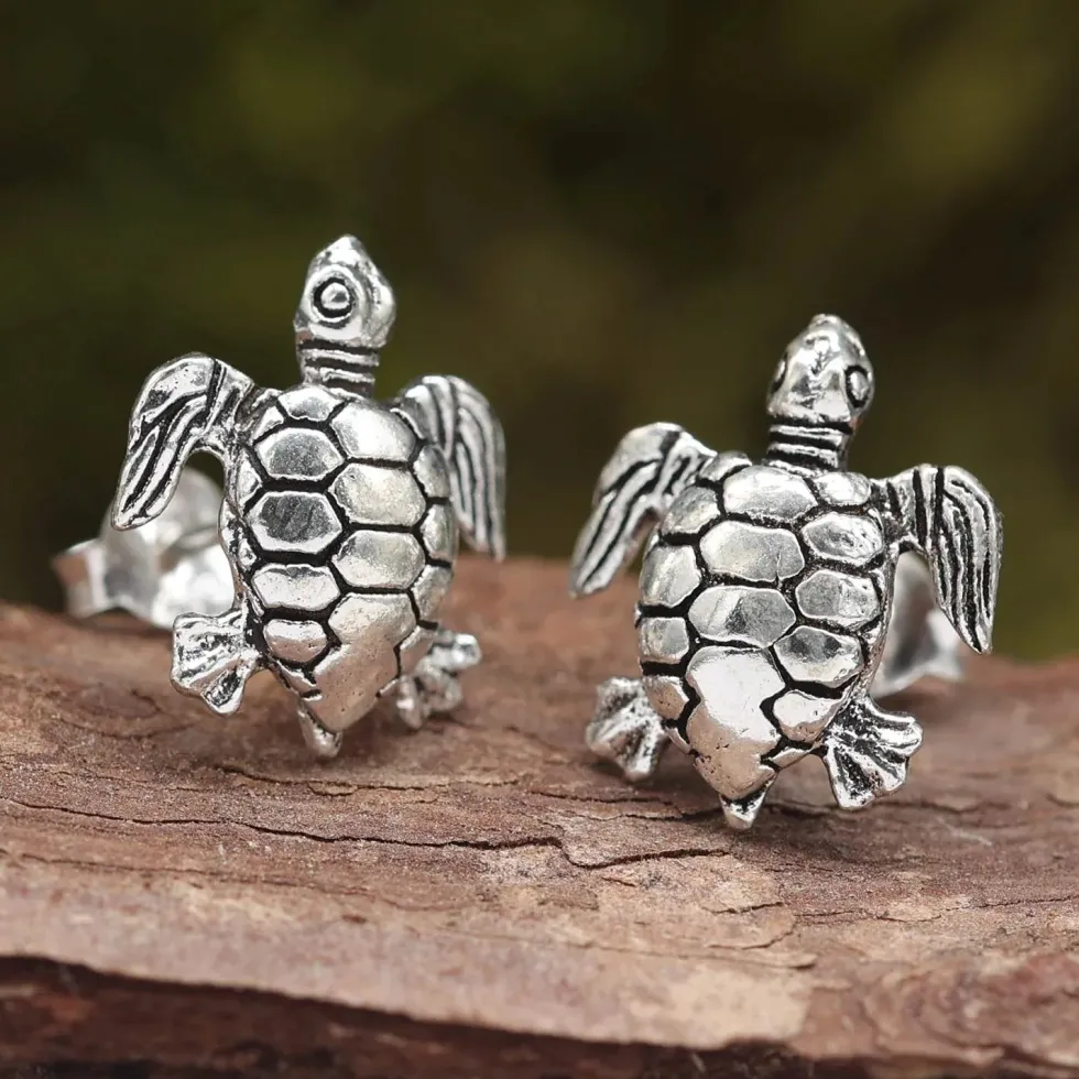 Wasser Schildkröte Ohrstecker 925 Silber Ohrschmuck