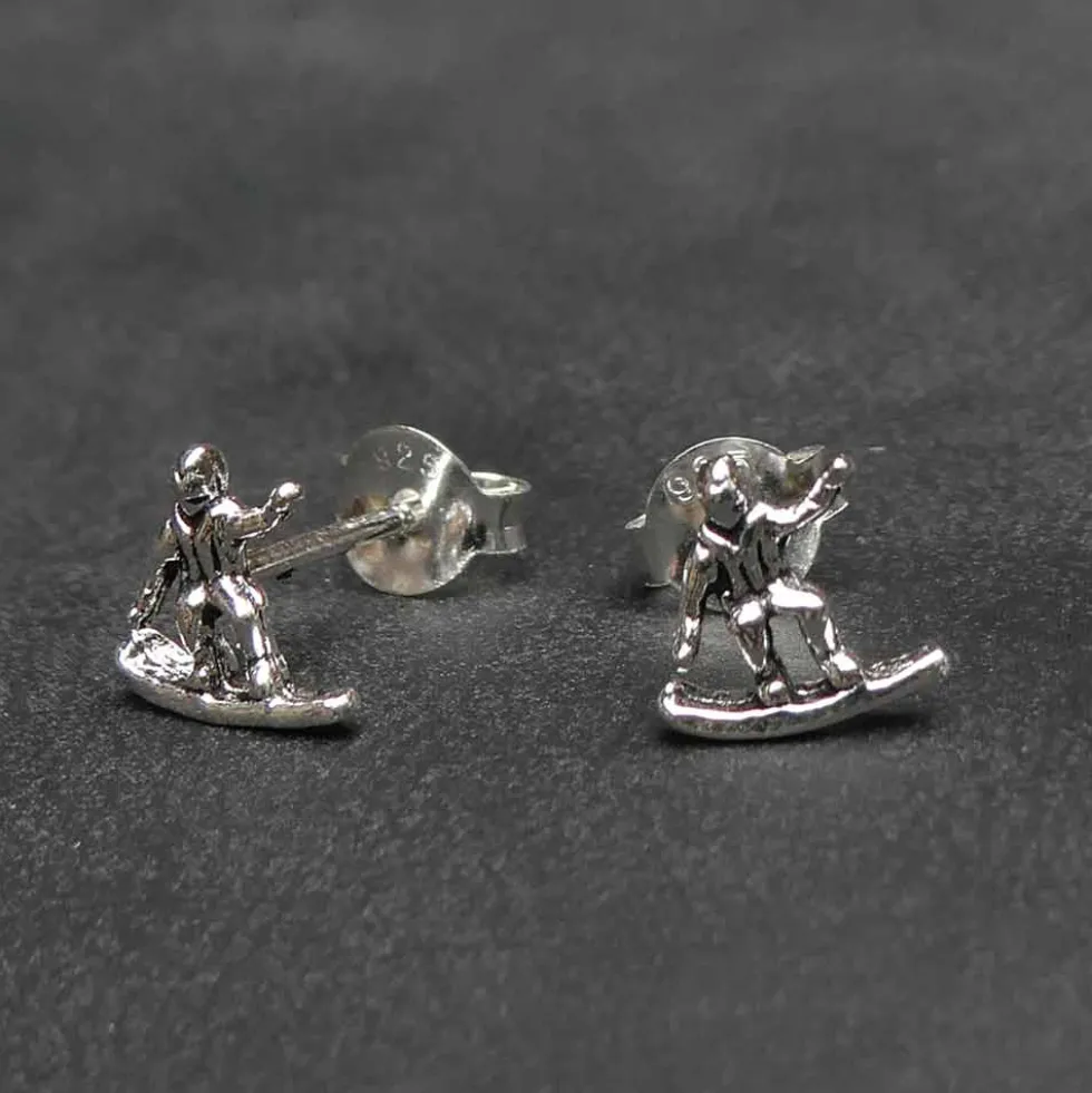 Wellenreiter Ohrstecker 925 Silber Ohrschmuck Surfer